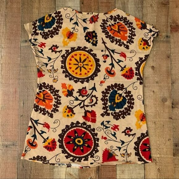 Emery rose linen floral cap short sleeve blouse - S - Picture 5 of 6